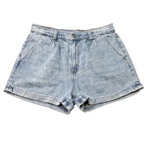 American Eagle Mom Shorts Womens 6 Light Acid Wash High Rise Denim Rolled Cuff